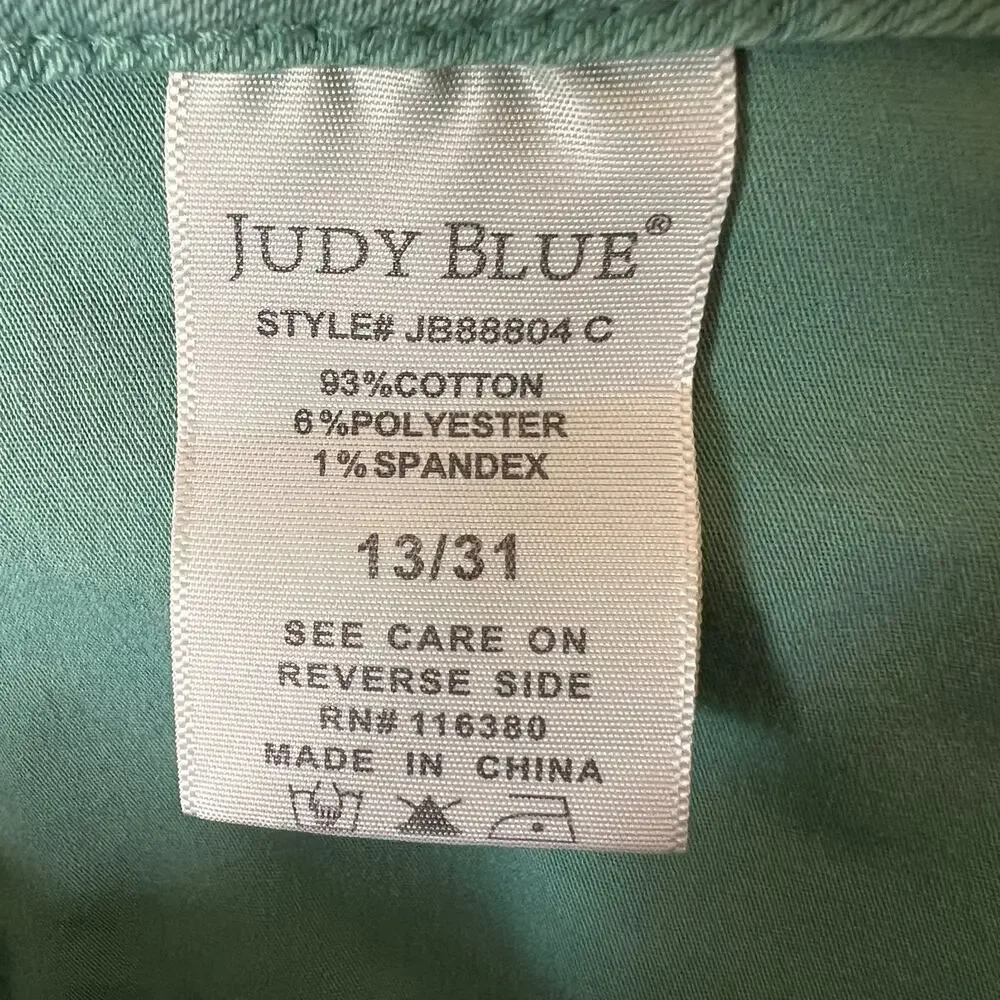 Judy Blue Jeans Womens Size 13/31 Green Garment Dyed Boot Cut Raw Hem - Picture 15 of 16
